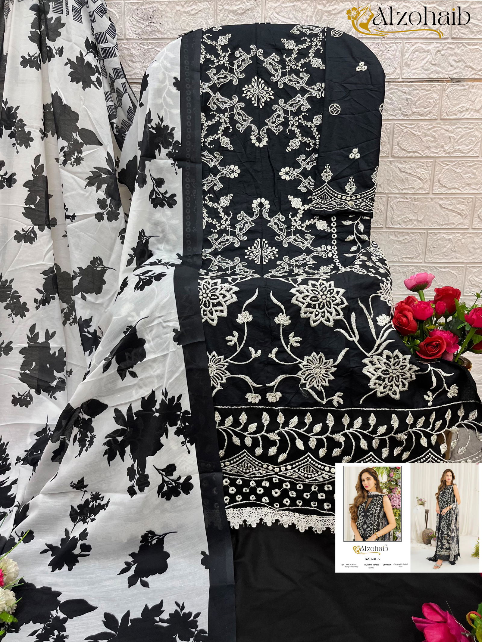Ruba Vol 1 By Alzohaib Cotton Dupatta Pakistani Salwar Suits Exporters In India